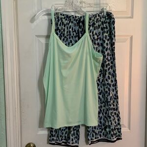 No Boundaries Mint Green and Leopard Pajama Set
